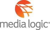 Logo of Media Logic featuring an orange circular design with intersecting lines above the company name in grey lowercase letters.